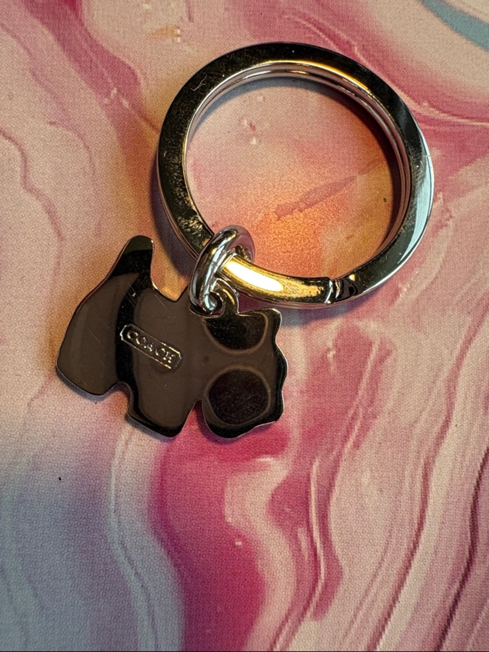 Coach Black Scottie Dog Enamel Key Ring - Picture 2 of 3